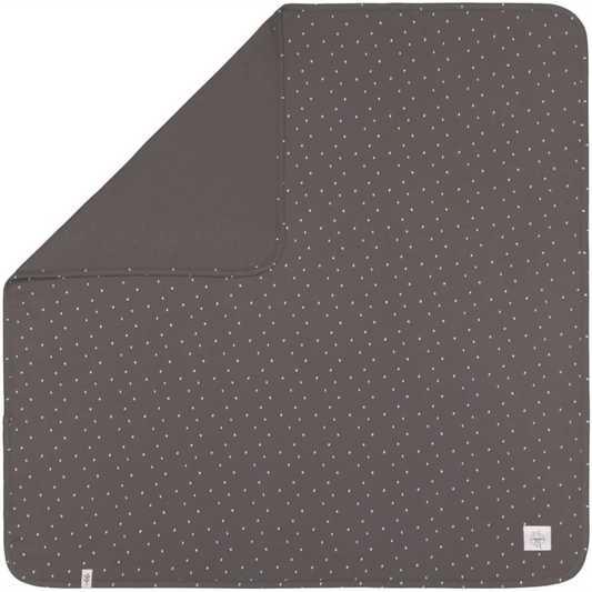 Bio Interlock Baby-Wendedecke Spots in Anthrazit Grau Muster Spots von Lässig Größe 80x80 cm