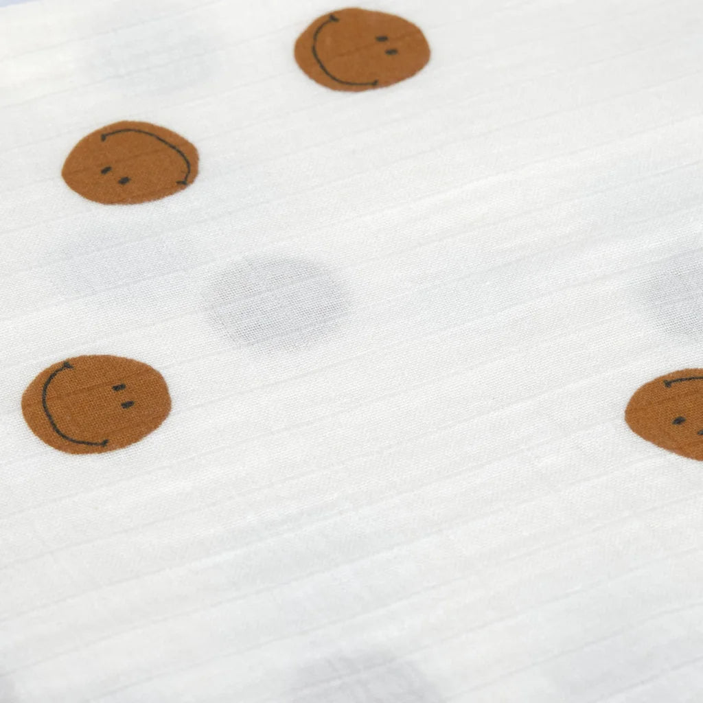 Bio Mull Baby-Tuch Smiley 2er-Pack in Muster Smiley+Streifen von Lässig Größe 120x120 cm