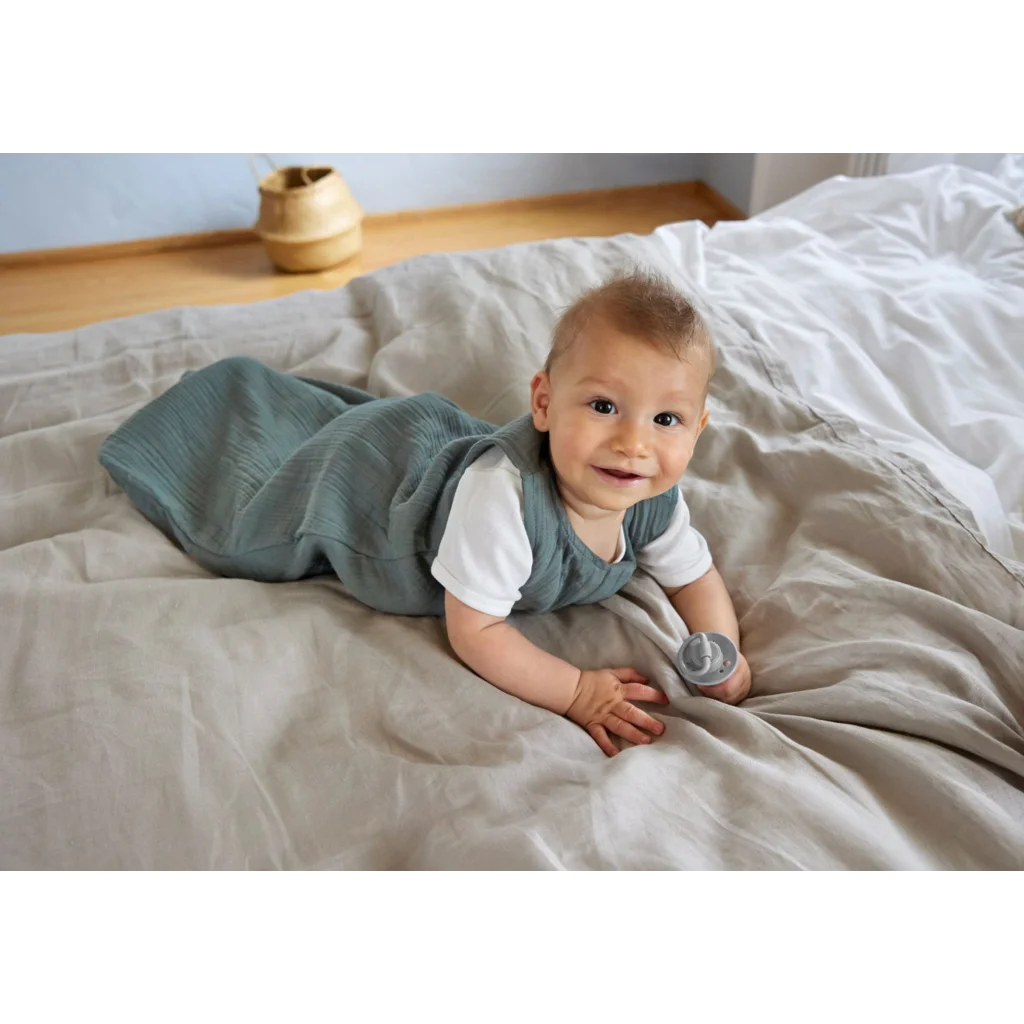 Bio Musselin Baby-Schlafsack in Petrol Grün von Lässig Größe 50+56
