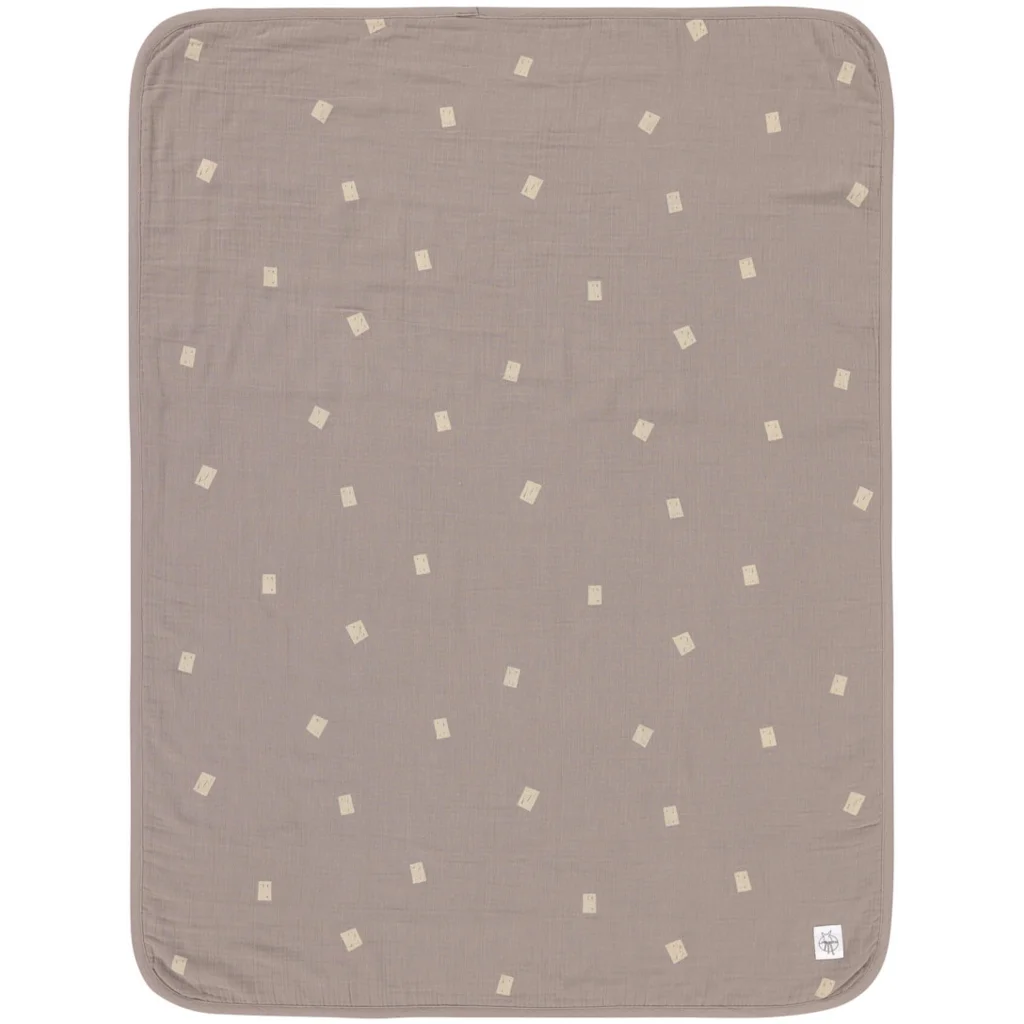 Bio Musselin Baby-Wendedecke Spots in Taupe Grau Muster Spots von Lässig Größe 75x100 cm