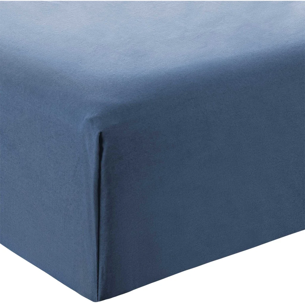 Bio Perkal Spannbettlaken für Boxspringbetten in Standardgröße - Doppelbett in Blau von MELA home Größe 180-200 x 200 cm