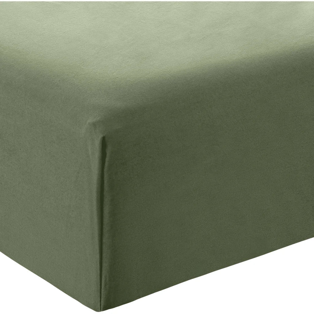 Bio Perkal Spannbettlaken für Boxspringbetten in Standardgröße - Doppelbett in Waldgrün Grün von MELA home Größe 180-200 x 200 cm