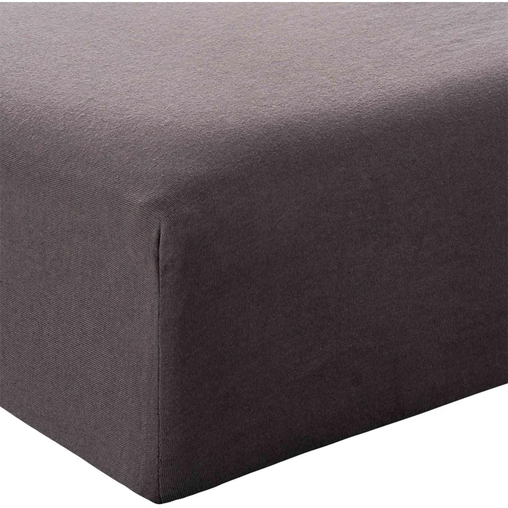 Bio Single-Jersey Spannbettlaken für Boxspringbetten in Standardgröße - Doppelbett in Basalt Braun von MELA home Größe 180-200 x 200 cm