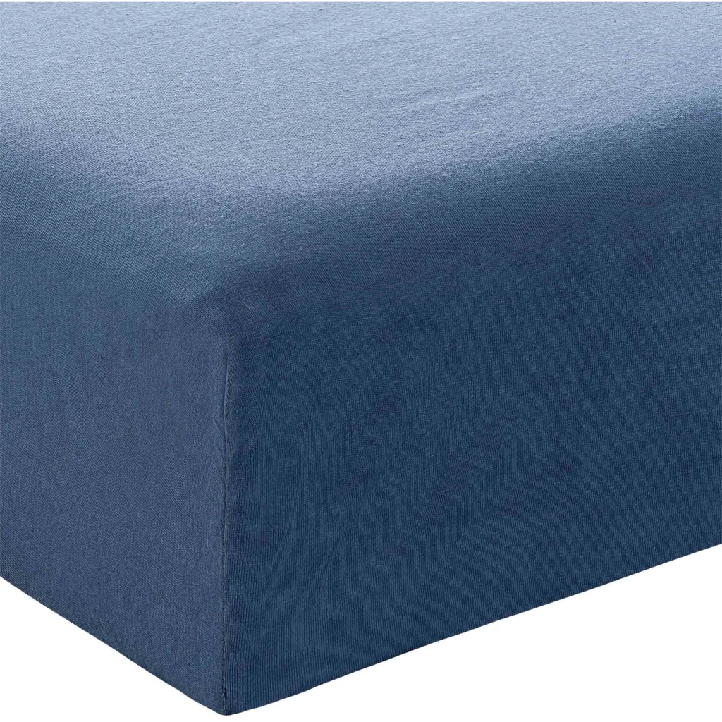 Bio Single-Jersey Spannbettlaken für Boxspringbetten in Standardgröße - Doppelbett in Blau von MELA home Größe 180-200 x 200 cm