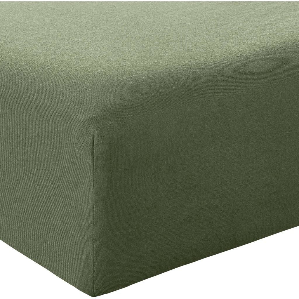 Bio Single-Jersey Spannbettlaken für Boxspringbetten in Standardgröße - Doppelbett in Waldgrün Grün von MELA home Größe 180-200 x 200 cm