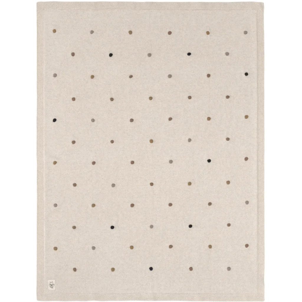 Bio Strick Baby-Decke Punkte in Beige Muster Punkte von Lässig Größe 80x100 cm