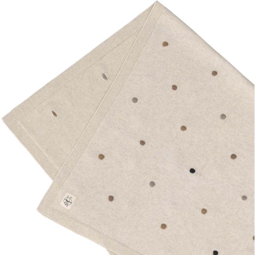 Bio Strick Baby-Decke Punkte in Beige Muster Punkte von Lässig Größe 80x100 cm