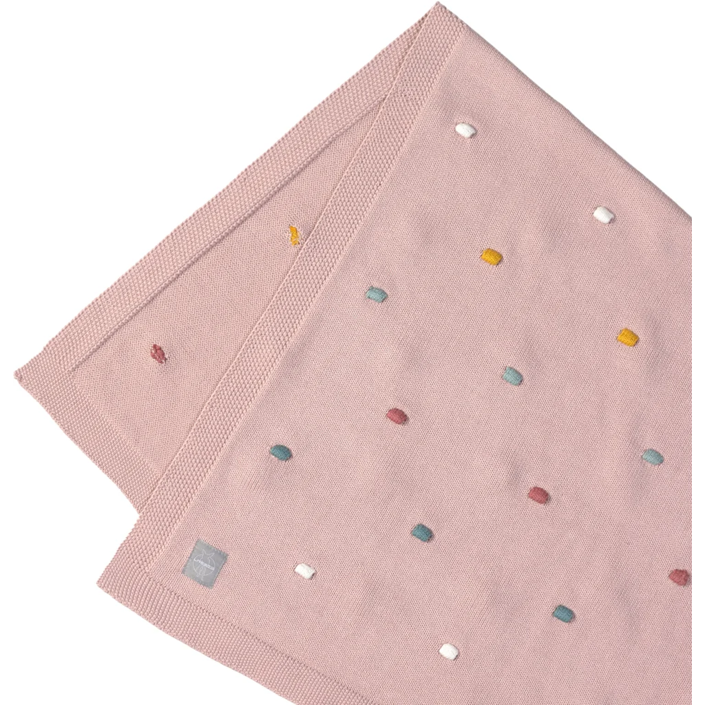 Bio Strick Baby-Decke Punkte in Rosa Muster Punkte von Lässig Größe 80x100 cm