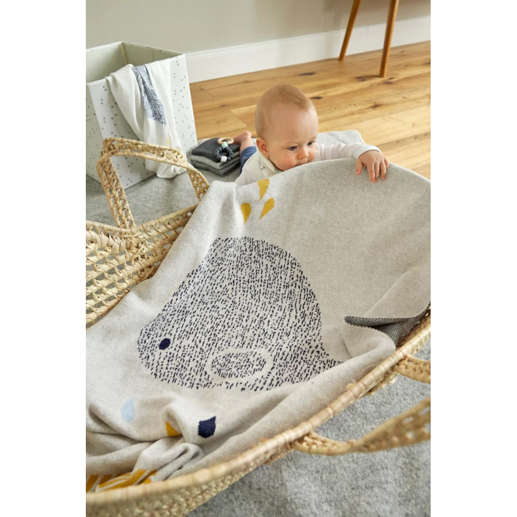 Bio Strick Baby-Decke Wal in Muster Wal von Lässig Größe 75x100 cm