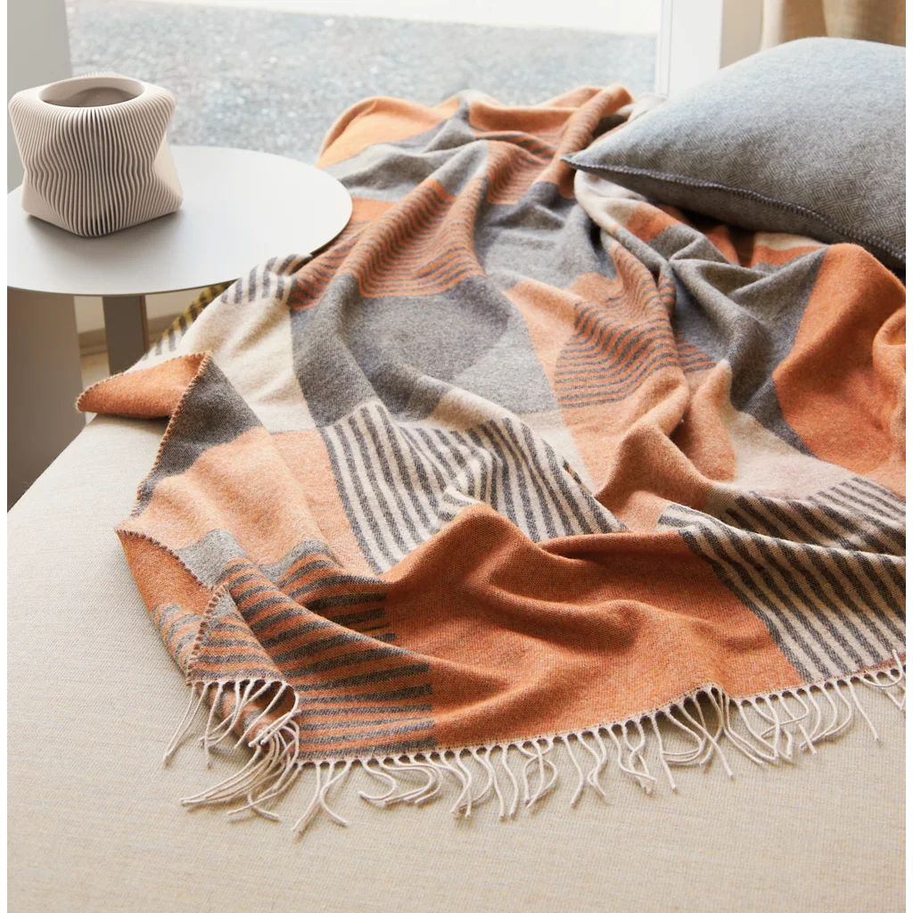 Decke ANTWERPEN in Beige+Terra+Anthrazit Beige+Orange+Anthrazit Muster Geometrisch von Eagle Products Größe 135x195 cm