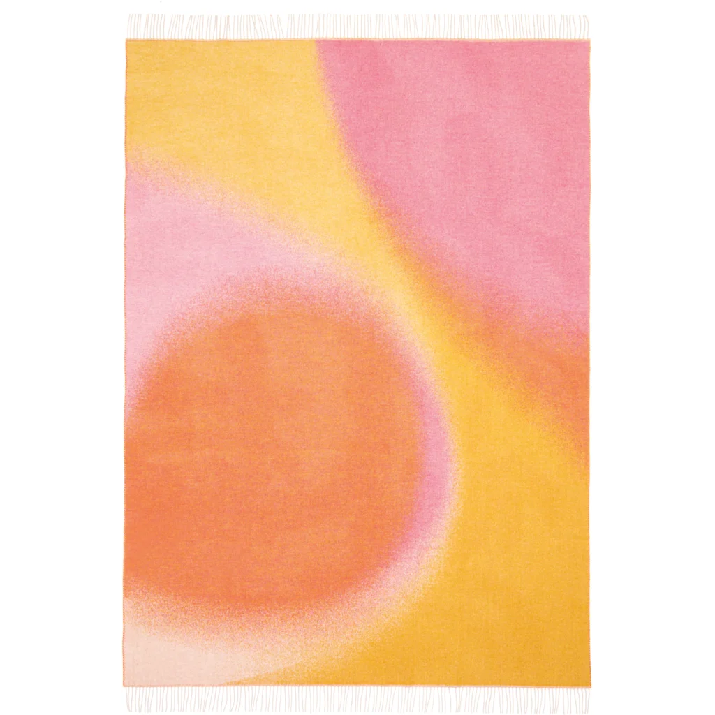 Decke mit Farbverlauf in Rosa+Gelb+Orange Muster Farbverlauf von Eagle Products Größe 135x195 cm