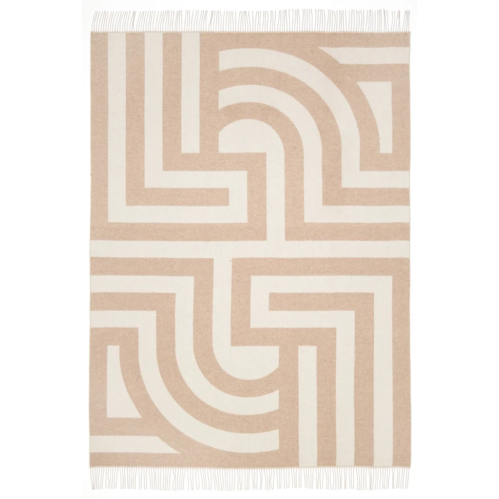 Doubleface Decke ATHEN in Sand+Creme Beige+Creme Muster Graphisch von Eagle Products Größe 135x195 cm