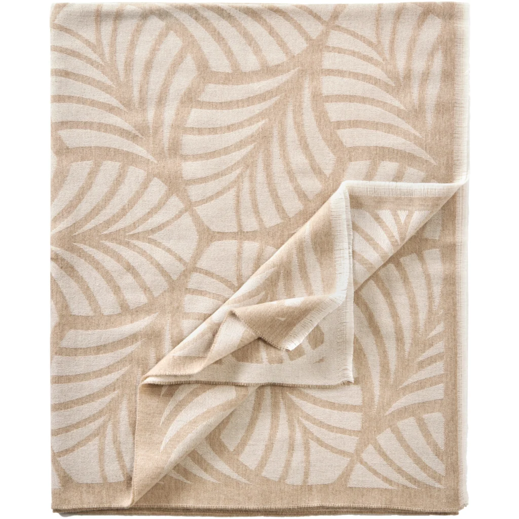 Doubleface Decke Blätter in Beige Muster Blätter von Eagle Products Größe 135x220 cm