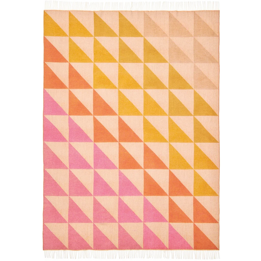 Doubleface Decke Dreiecke in Creme+Gelb+Orange+Pink Muster Dreiecke von Eagle Products Größe 135x195 cm