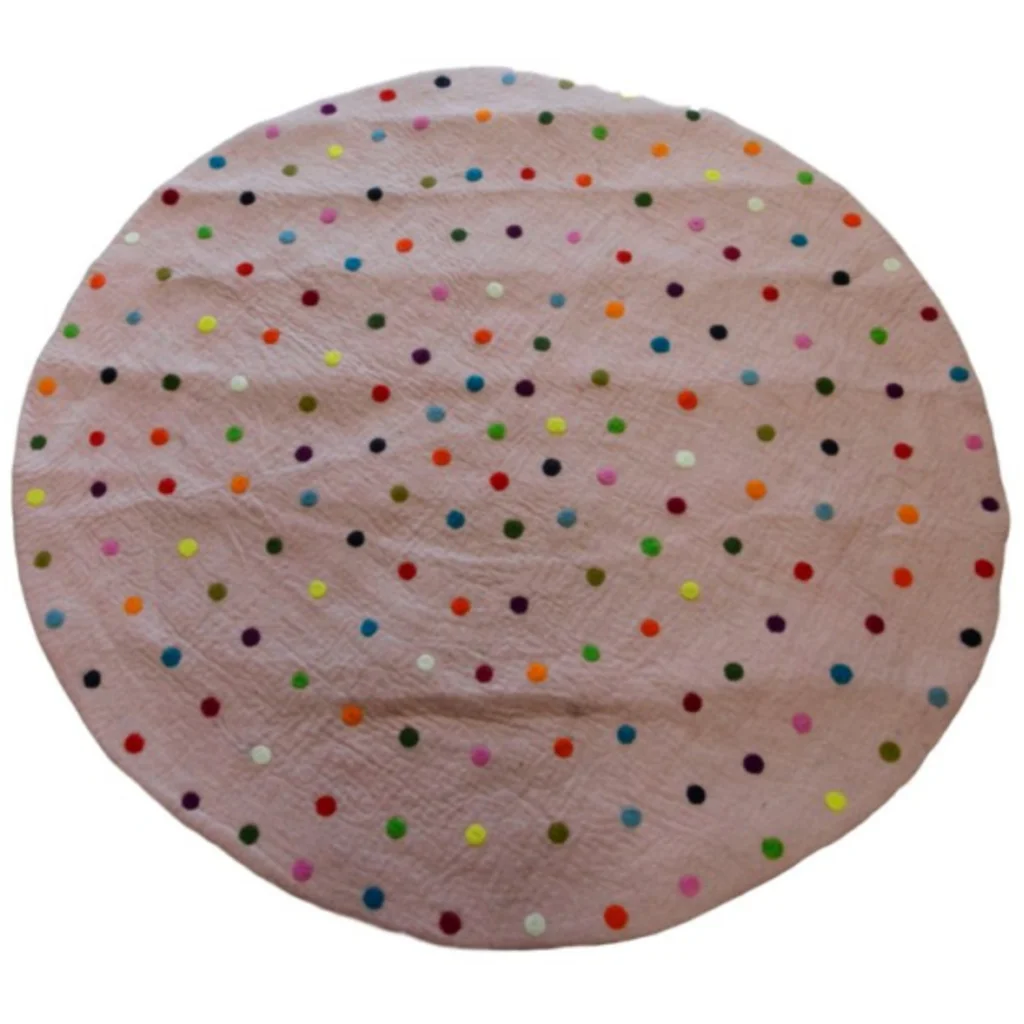 Filz Teppich rund Dots in Rosa Muster Dots von Frida Feeling Größe Ø 120 cm