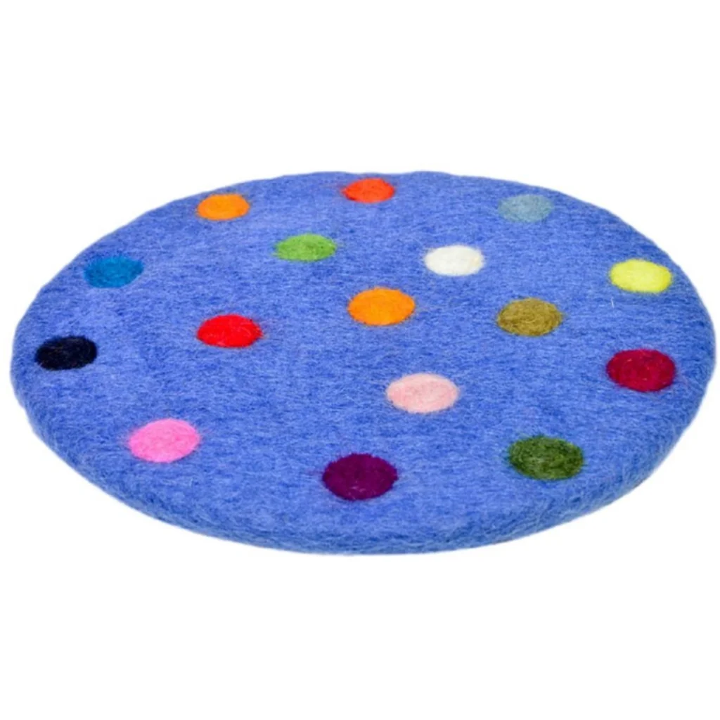 Filz Untersetzer rund Dots in Jeansblau Blau Muster Dots von Frida Feeling Größe Ø 20 cm