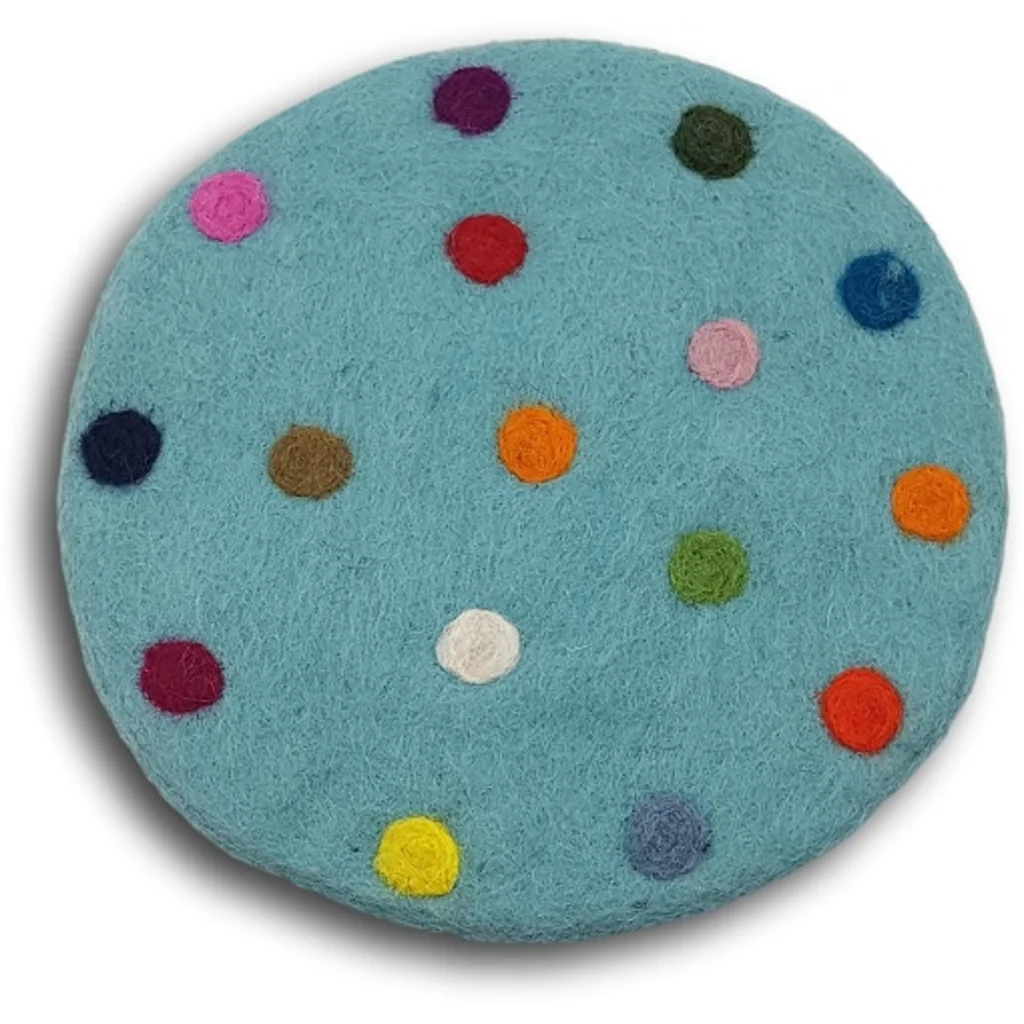 Filz Untersetzer rund Dots in Mint Blau Muster Dots von Frida Feeling Größe Ø 20 cm