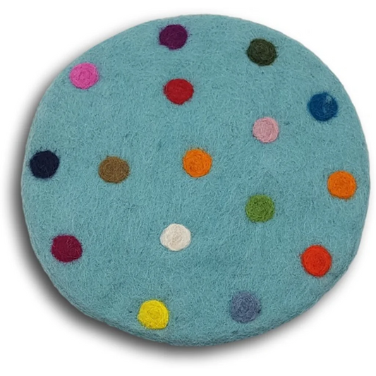 Filz Untersetzer rund Dots in Mint Blau Muster Dots von Frida Feeling Größe Ø 20 cm