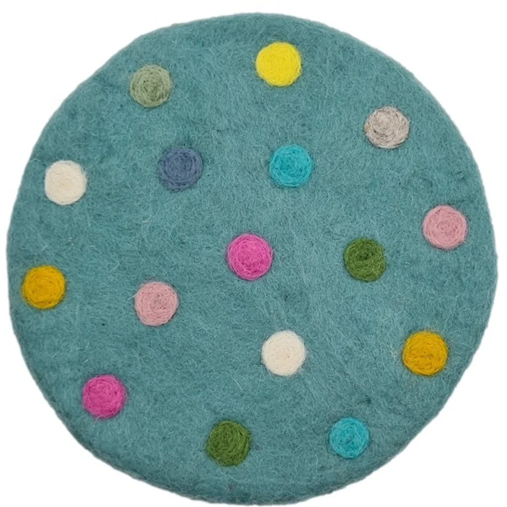 Filz Untersetzer rund Dots Pastell in Mint Blau Muster Dots von Frida Feeling Größe Ø 20 cm