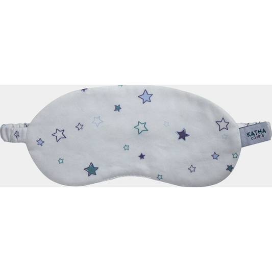 Kinder Schlafmaske Sterne in Weiß+Petrol+Blau Weiß+Blau+Blau Muster Sterne von KATHA covers Größe one size
