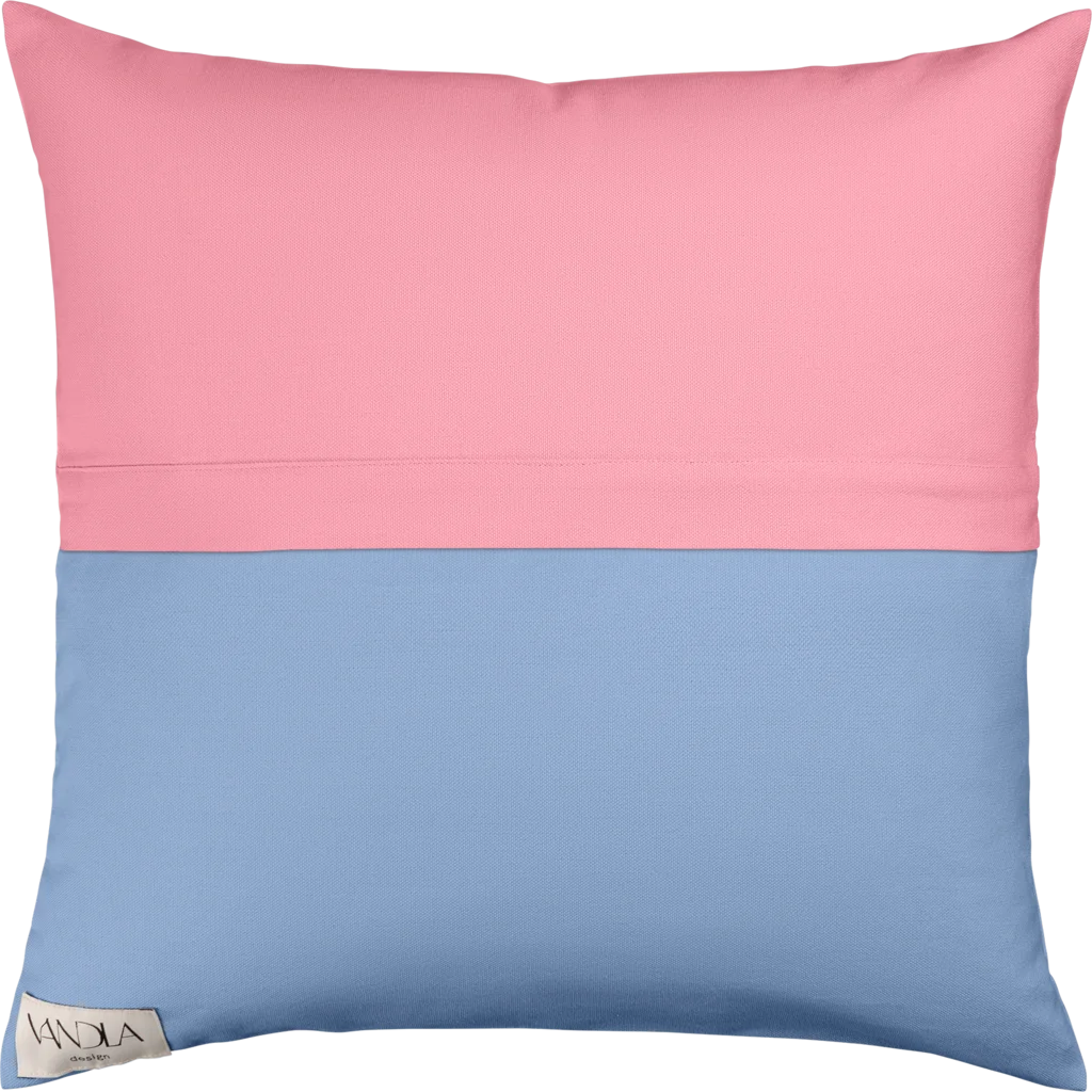 Modulare Kissenhülle Farbkombinationen mit Altrosa in Altrosa+Jeansblau Rosa+Blau von Vandla design Größe 50x50 cm