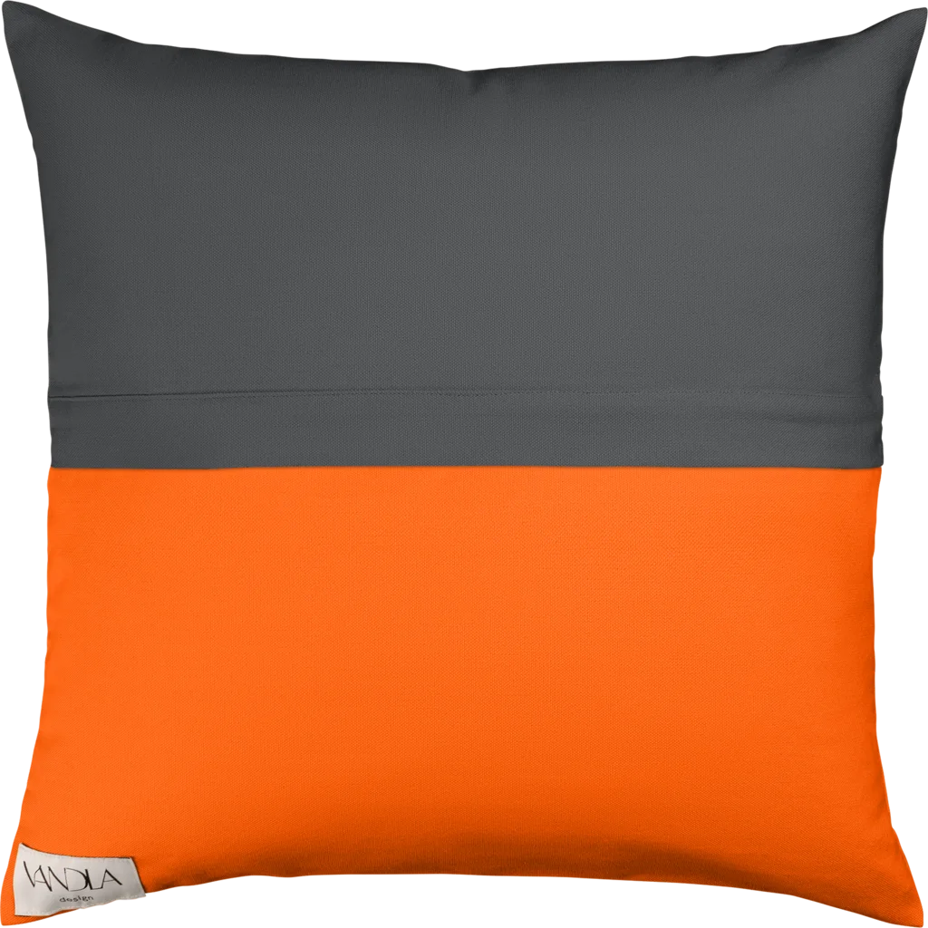 Modulare Kissenhülle Farbkombinationen mit Anthrazit in Anthrazit+Orange Grau+Orange von Vandla design Größe 40x40 cm