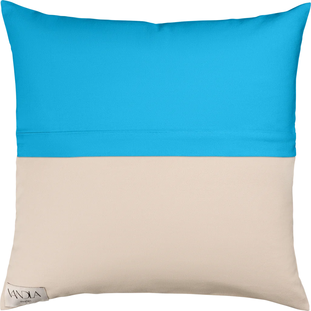 Modulare Kissenhülle Farbkombinationen mit Atlantik in Atlantik+Beige Blau+Beige von Vandla design Größe 40x40 cm