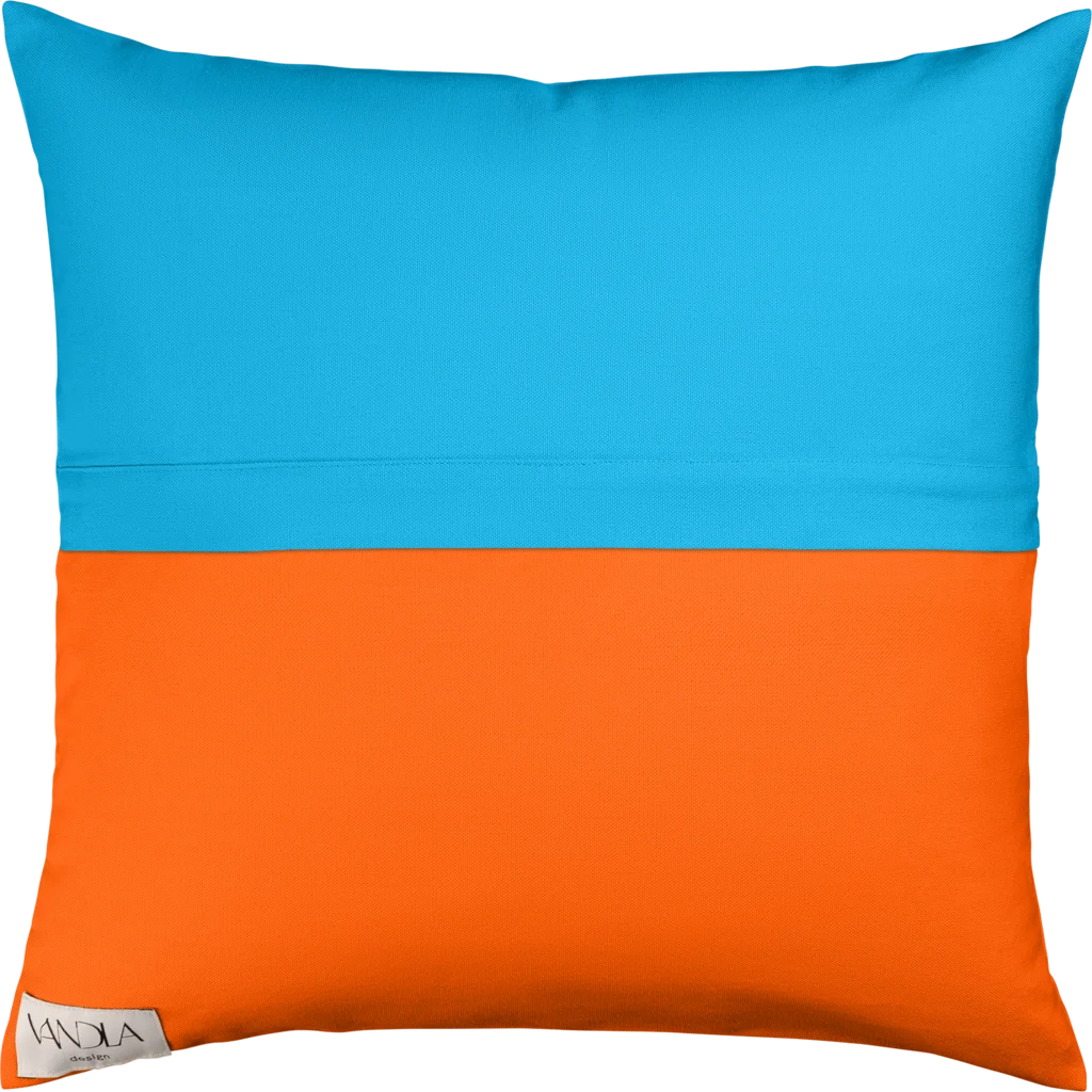 Modulare Kissenhülle Farbkombinationen mit Atlantik in Atlantik+Orange Blau+Orange von Vandla design Größe 40x40 cm