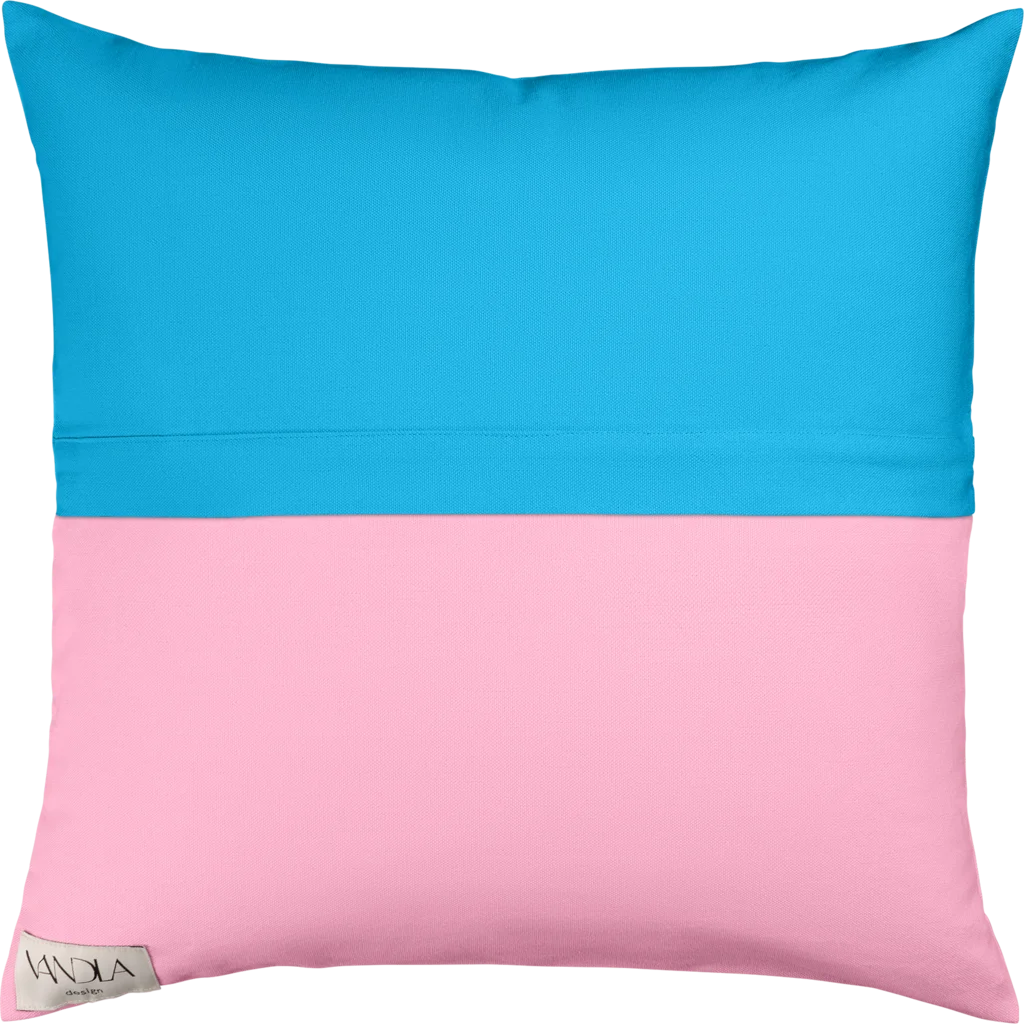 Modulare Kissenhülle Farbkombinationen mit Atlantik in Atlantik+Pink Blau+Pink von Vandla design Größe 40x40 cm