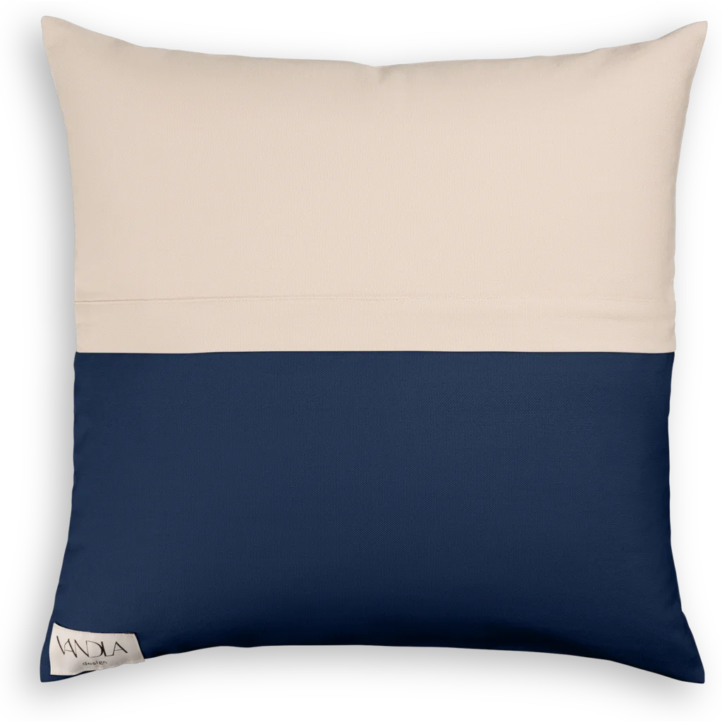 Modulare Kissenhülle Farbkombinationen mit Beige in Beige+Marine Beige+Blau von Vandla design Größe 50x50 cm