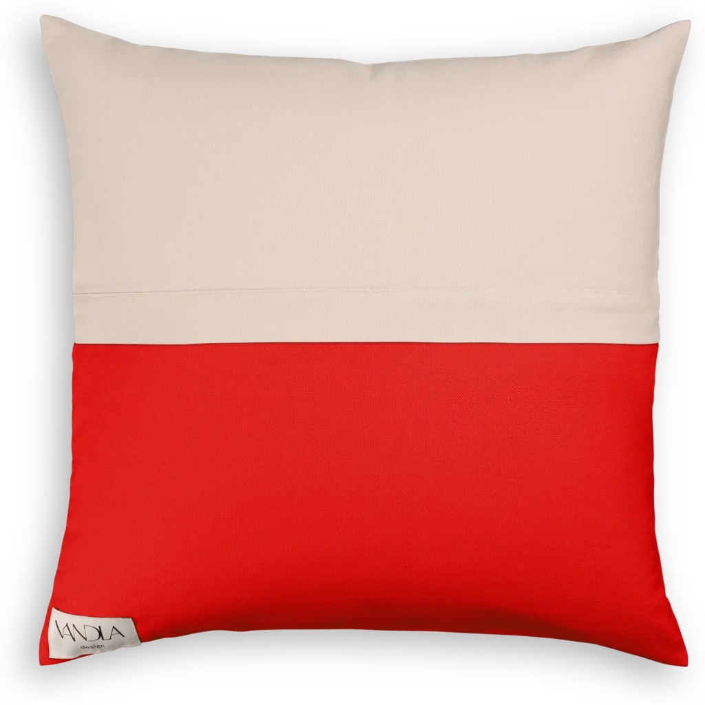 Modulare Kissenhülle Farbkombinationen mit Beige in Beige+Rot von Vandla design Größe 40x40 cm