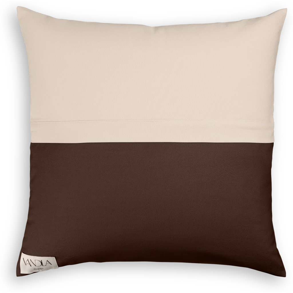 Modulare Kissenhülle Farbkombinationen mit Beige in Beige+Schoko Beige+Braun von Vandla design Größe 40x40 cm