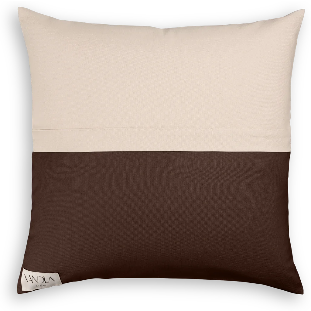 Modulare Kissenhülle Farbkombinationen mit Beige in Beige+Schoko Beige+Braun von Vandla design Größe 50x50 cm