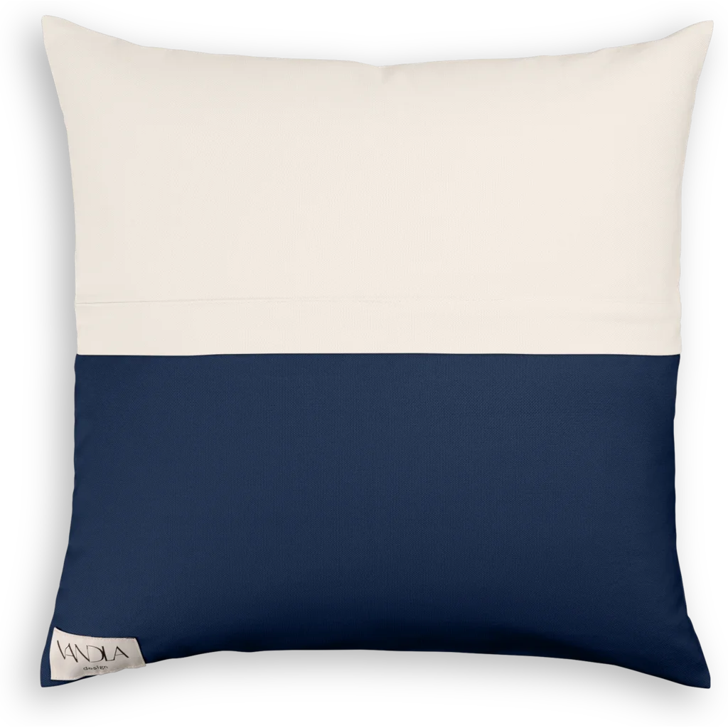 Modulare Kissenhülle Farbkombinationen mit Creme in Creme+Marine Creme+Blau von Vandla design Größe 40x40 cm