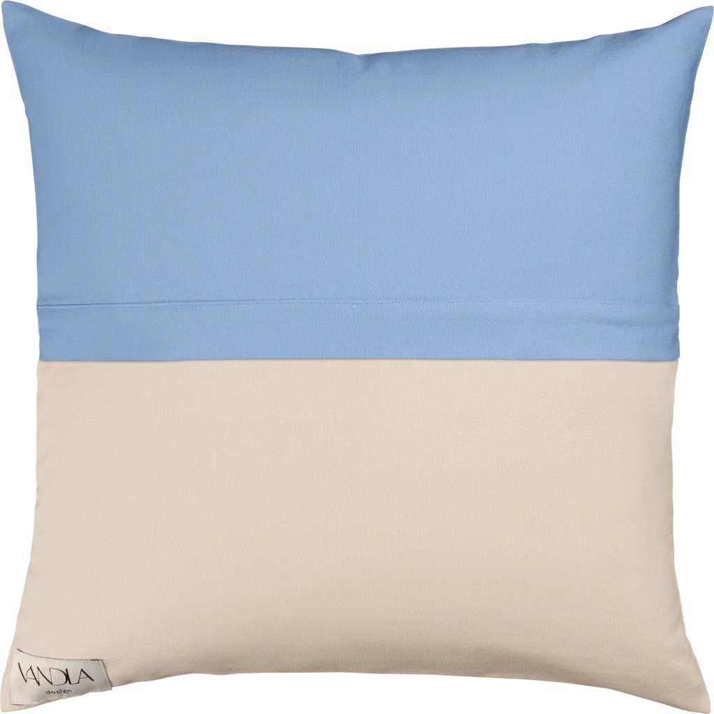 Modulare Kissenhülle Farbkombinationen mit Jeansblau in Jeansblau+Beige Blau+Beige von Vandla design Größe 50x50 cm