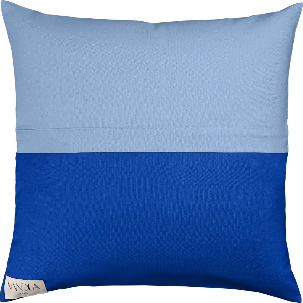 Modulare Kissenhülle Farbkombinationen mit Jeansblau in Jeansblau+Kobalt Blau+Blau von Vandla design Größe 40x40 cm