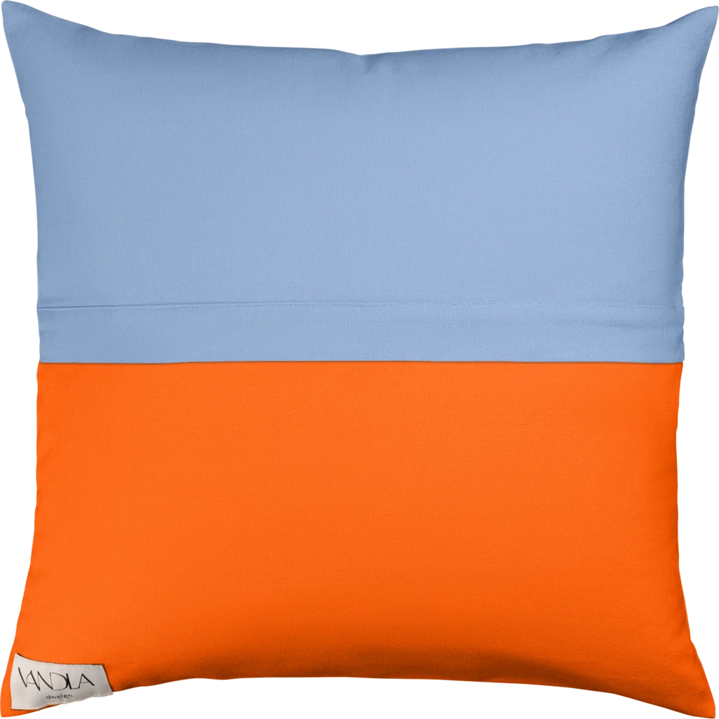 Modulare Kissenhülle Farbkombinationen mit Jeansblau in Jeansblau+Orange Blau+Orange von Vandla design Größe 40x40 cm