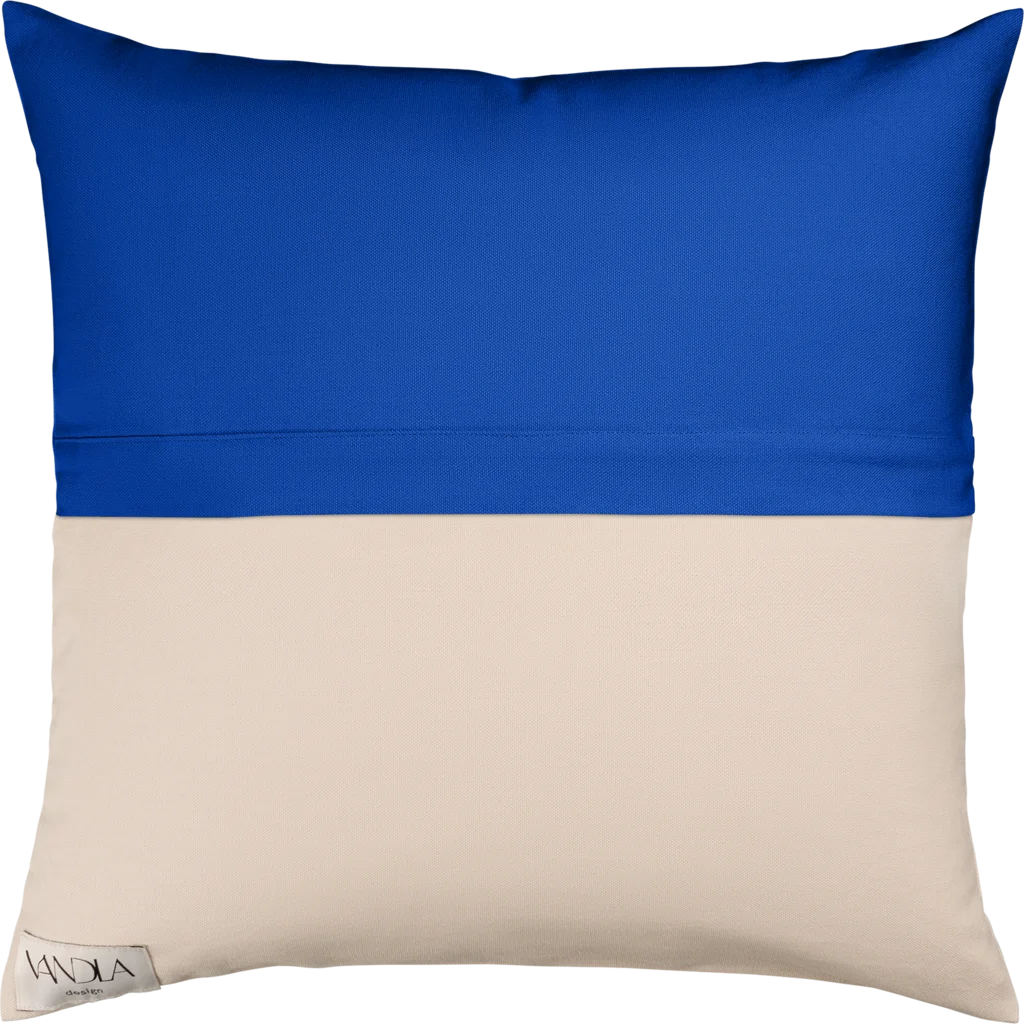 Modulare Kissenhülle Farbkombinationen mit Kobalt in Kobalt+Beige Blau+Beige von Vandla design Größe 40x40 cm