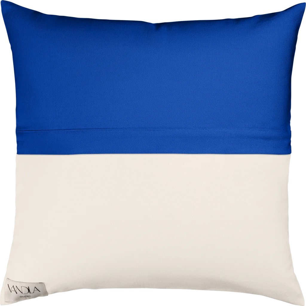 Modulare Kissenhülle Farbkombinationen mit Kobalt in Kobalt+Creme Blau+Creme von Vandla design Größe 40x40 cm