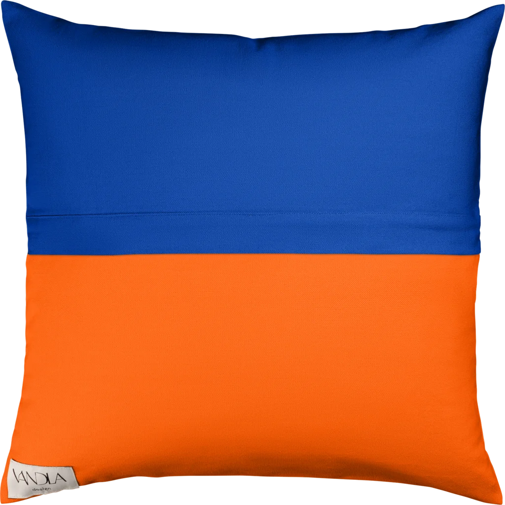 Modulare Kissenhülle Farbkombinationen mit Kobalt in Kobalt+Orange Blau+Orange von Vandla design Größe 40x40 cm