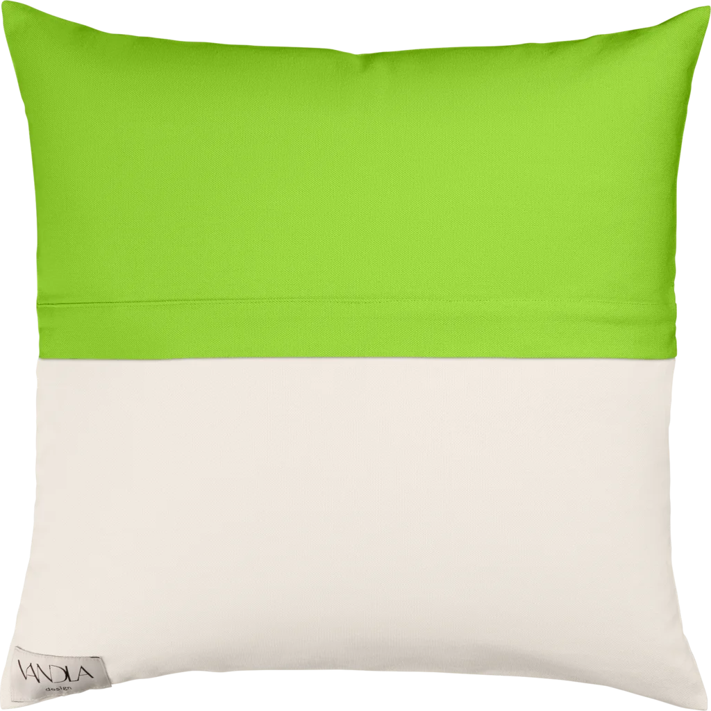 Modulare Kissenhülle Farbkombinationen mit Limette in Limette+Creme Grün+Creme von Vandla design Größe 40x40 cm