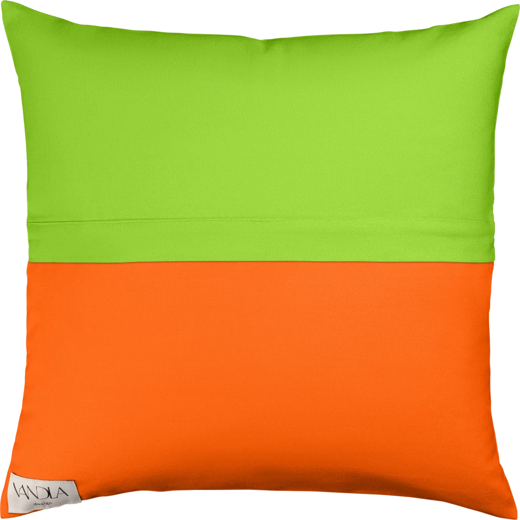 Modulare Kissenhülle Farbkombinationen mit Limette in Limette+Orange Grün+Orange von Vandla design Größe 40x40 cm