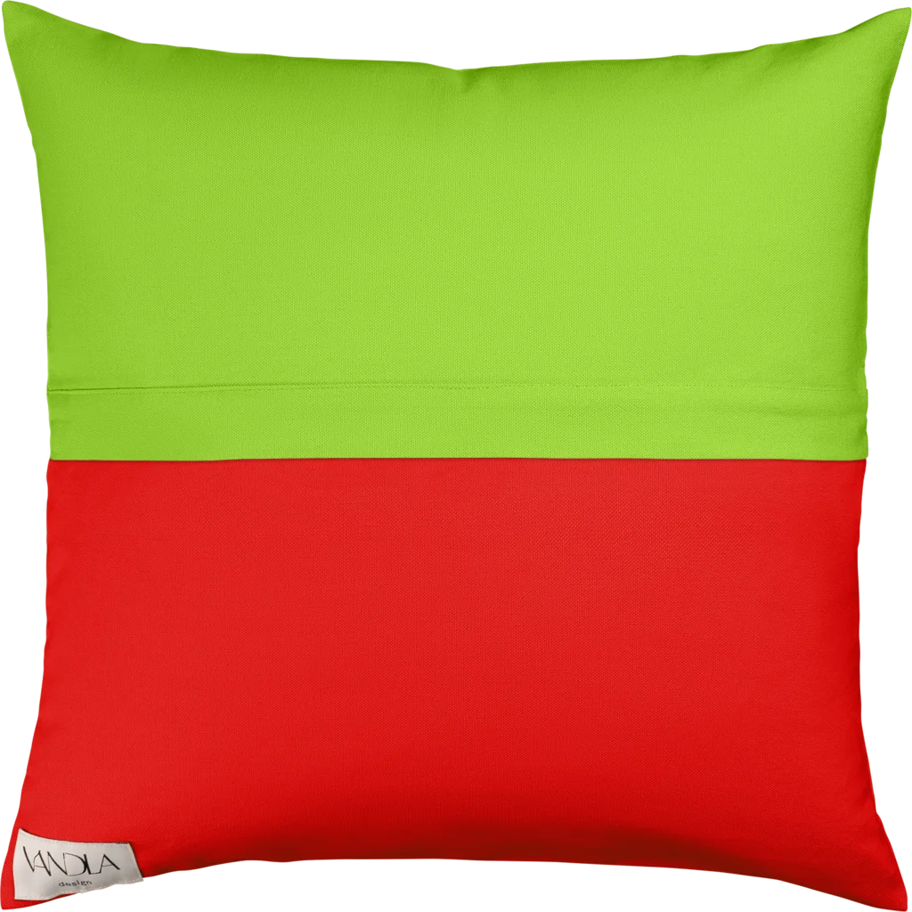 Modulare Kissenhülle Farbkombinationen mit Limette in Limette+Rot Grün+Rot von Vandla design Größe 40x40 cm