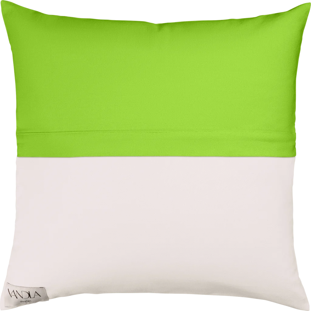 Modulare Kissenhülle Farbkombinationen mit Limette in Limette+Weiß Grün+Weiß von Vandla design Größe 40x40 cm