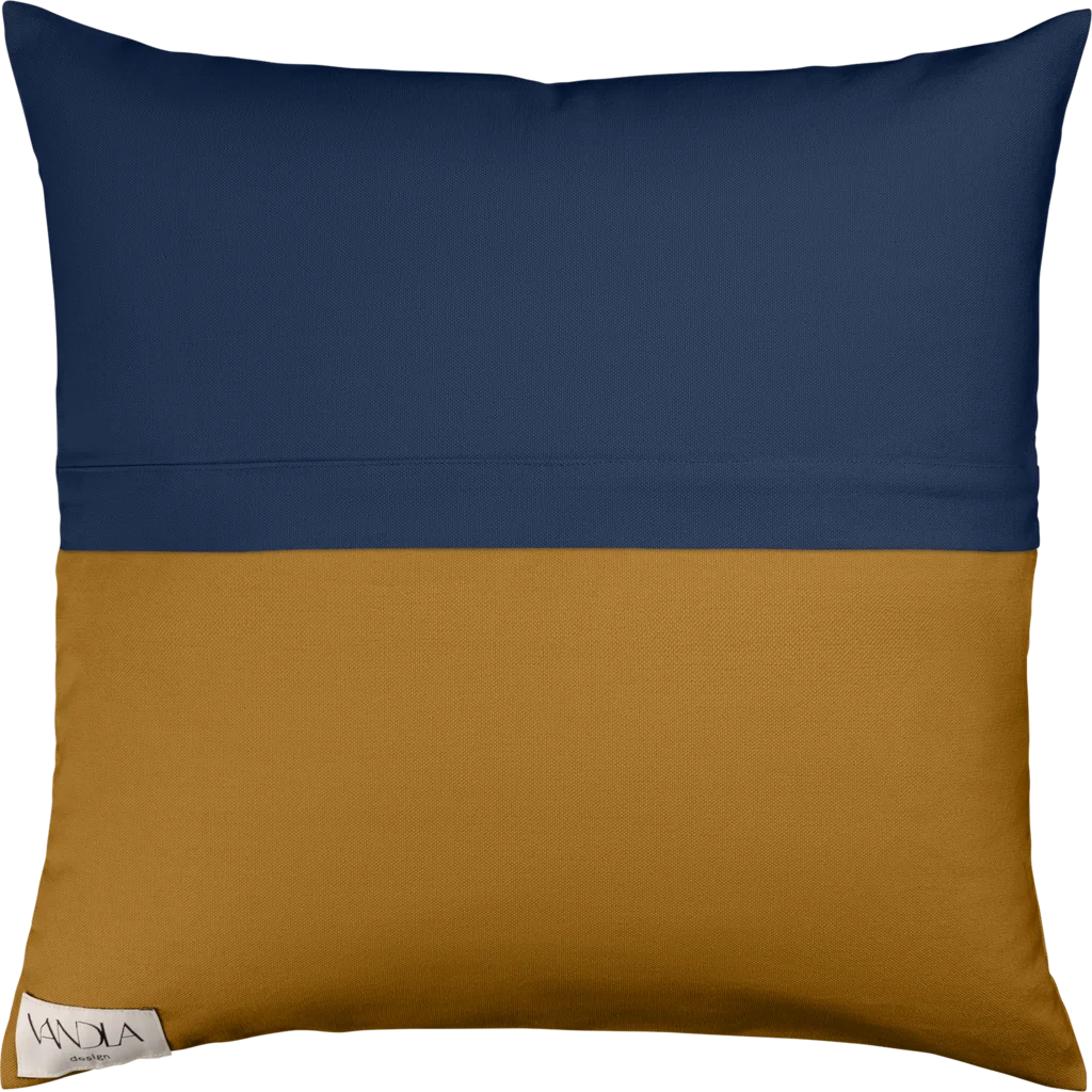 Modulare Kissenhülle Farbkombinationen mit Marine in Marine+Hellbraun Blau+Braun von Vandla design Größe 40x40 cm