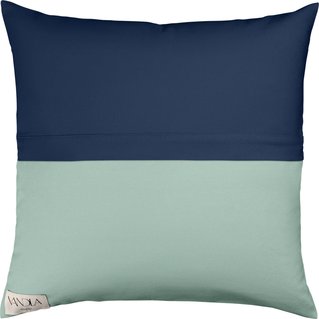 Modulare Kissenhülle Farbkombinationen mit Marine in Marine+Mint Blau+Grün von Vandla design Größe 40x40 cm