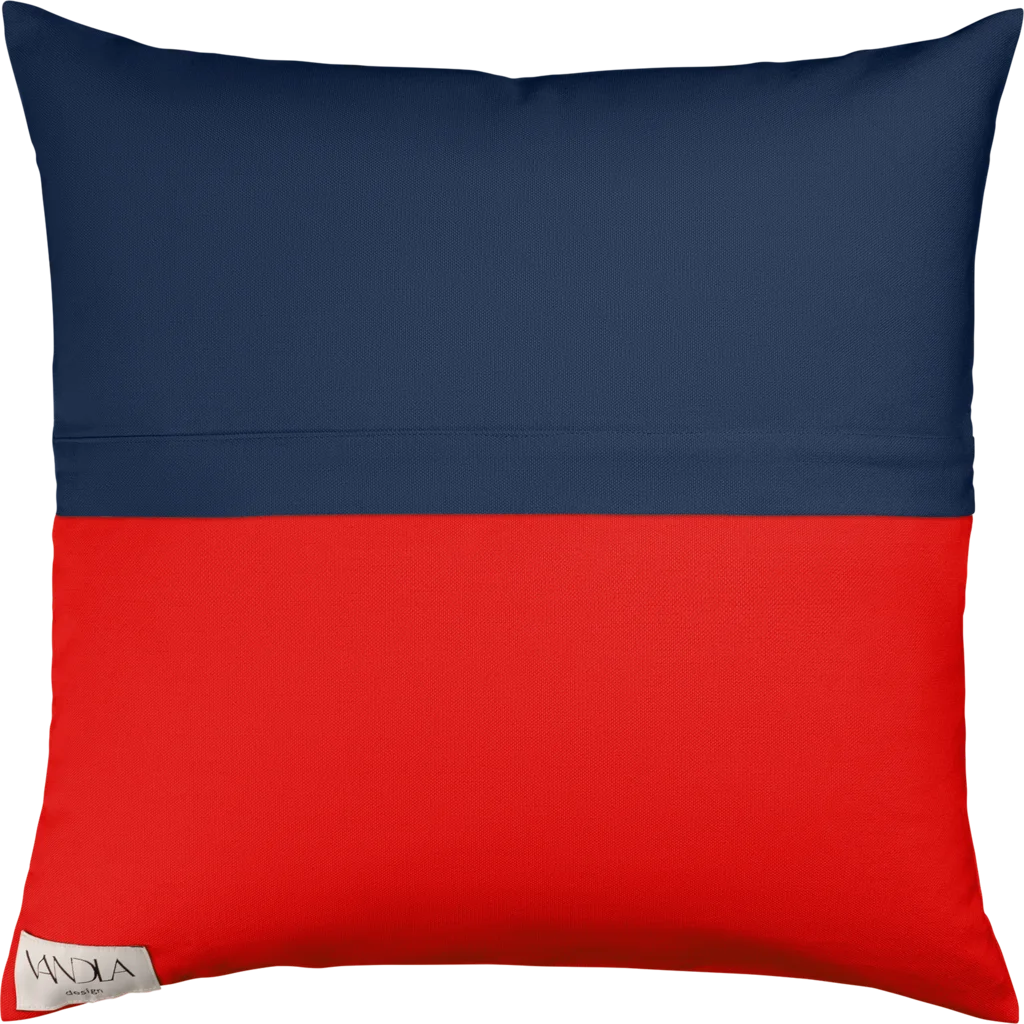 Modulare Kissenhülle Farbkombinationen mit Marine in Marine+Rot Blau+Rot von Vandla design Größe 40x40 cm