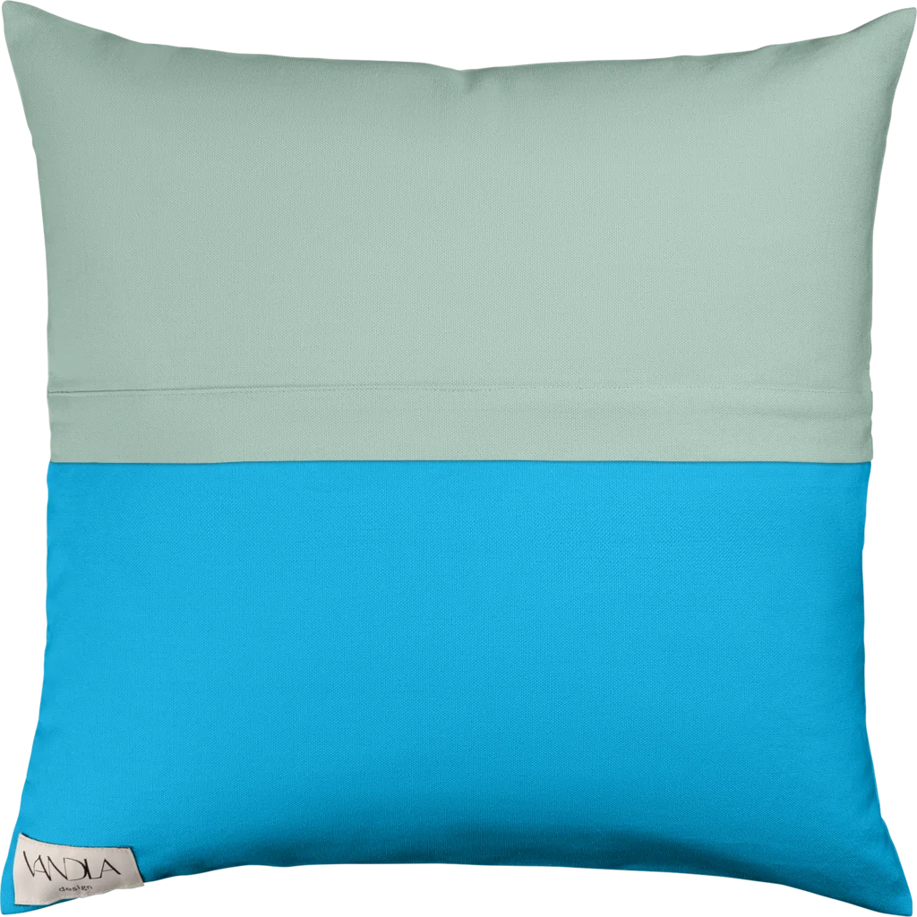 Modulare Kissenhülle Farbkombinationen mit Mint in Mint+Atlantik Grün+Blau von Vandla design Größe 40x40 cm