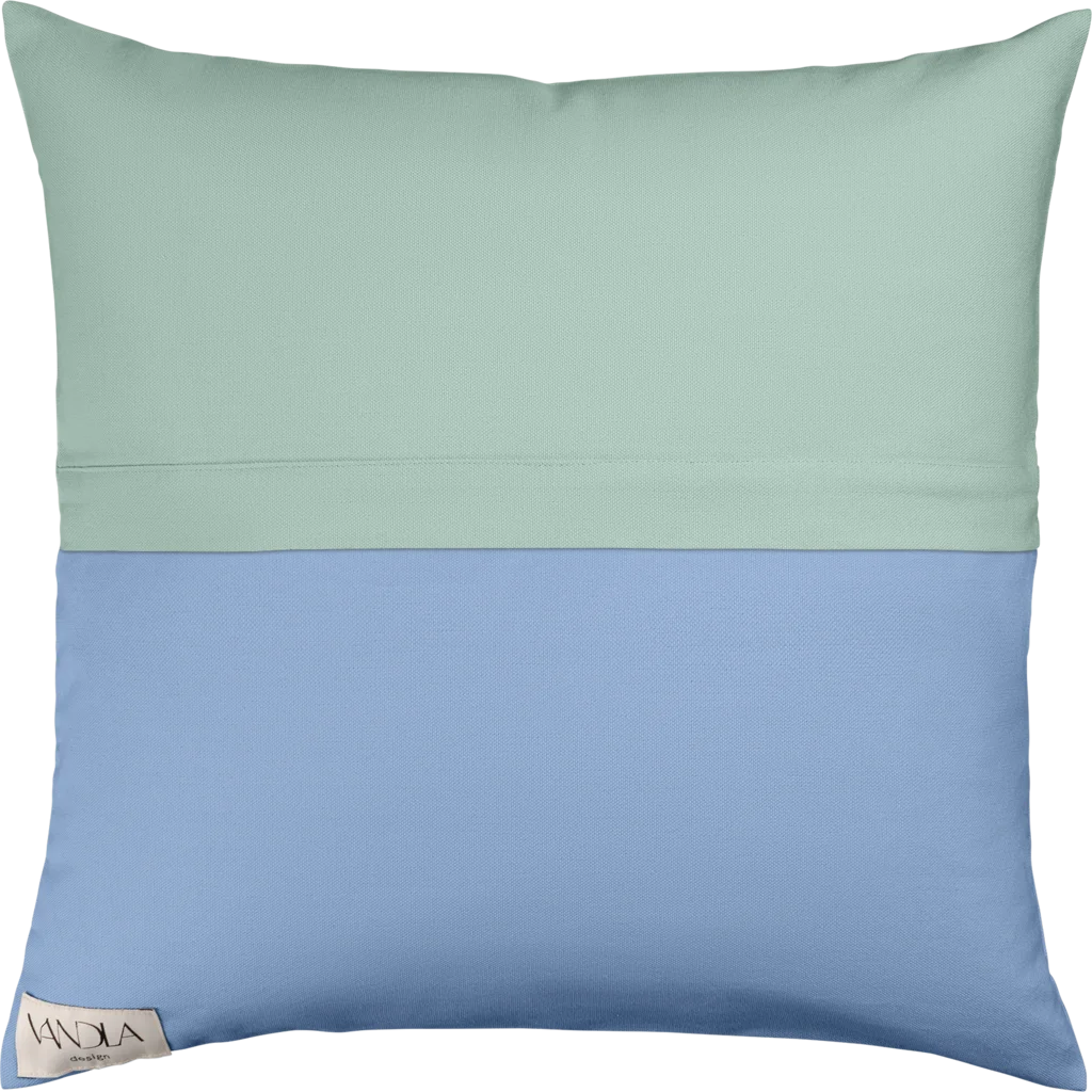 Modulare Kissenhülle Farbkombinationen mit Mint in Mint+Jeansblau Grün+Blau von Vandla design Größe 40x40 cm