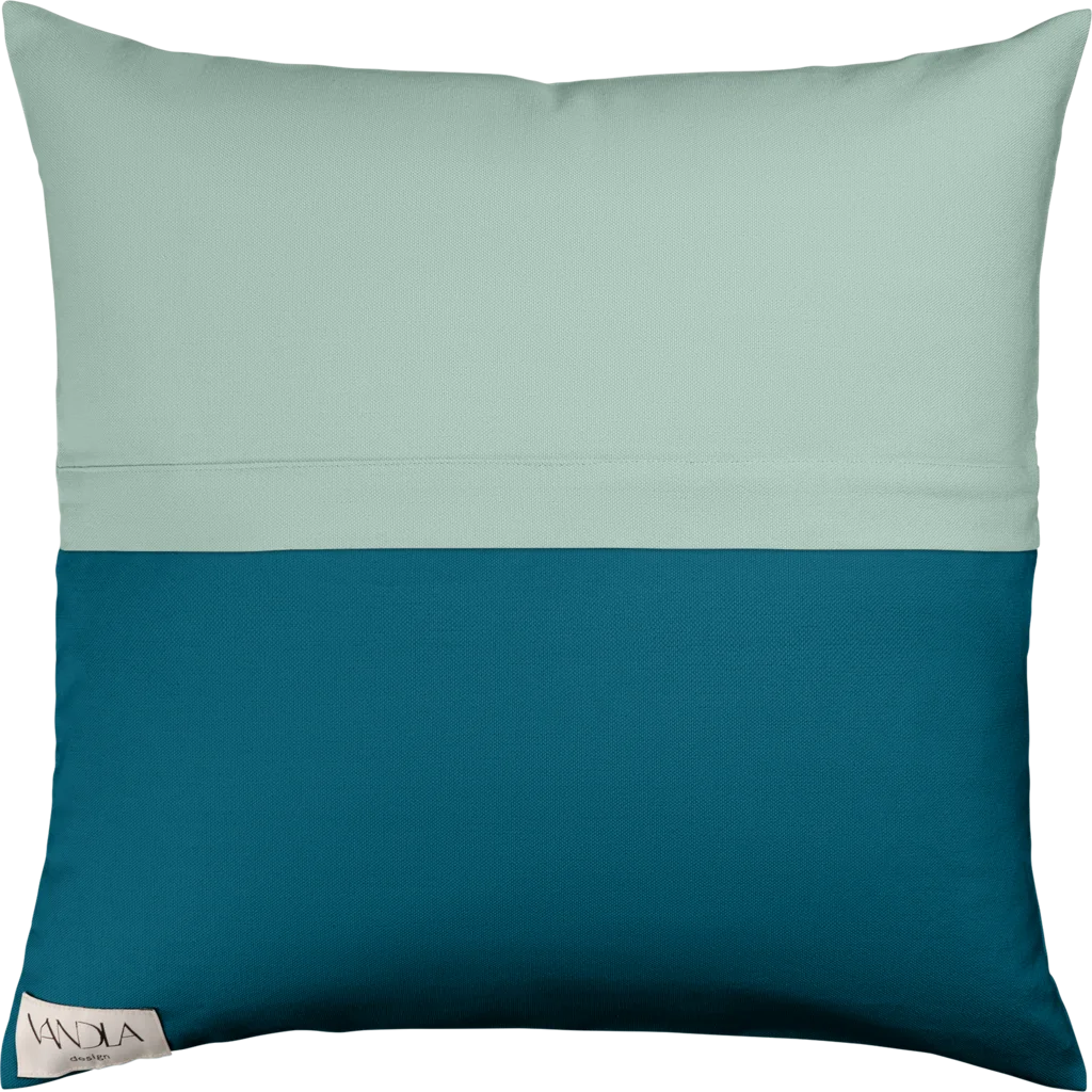 Modulare Kissenhülle Farbkombinationen mit Mint in Mint+Petrol Grün+Blau von Vandla design Größe 40x40 cm